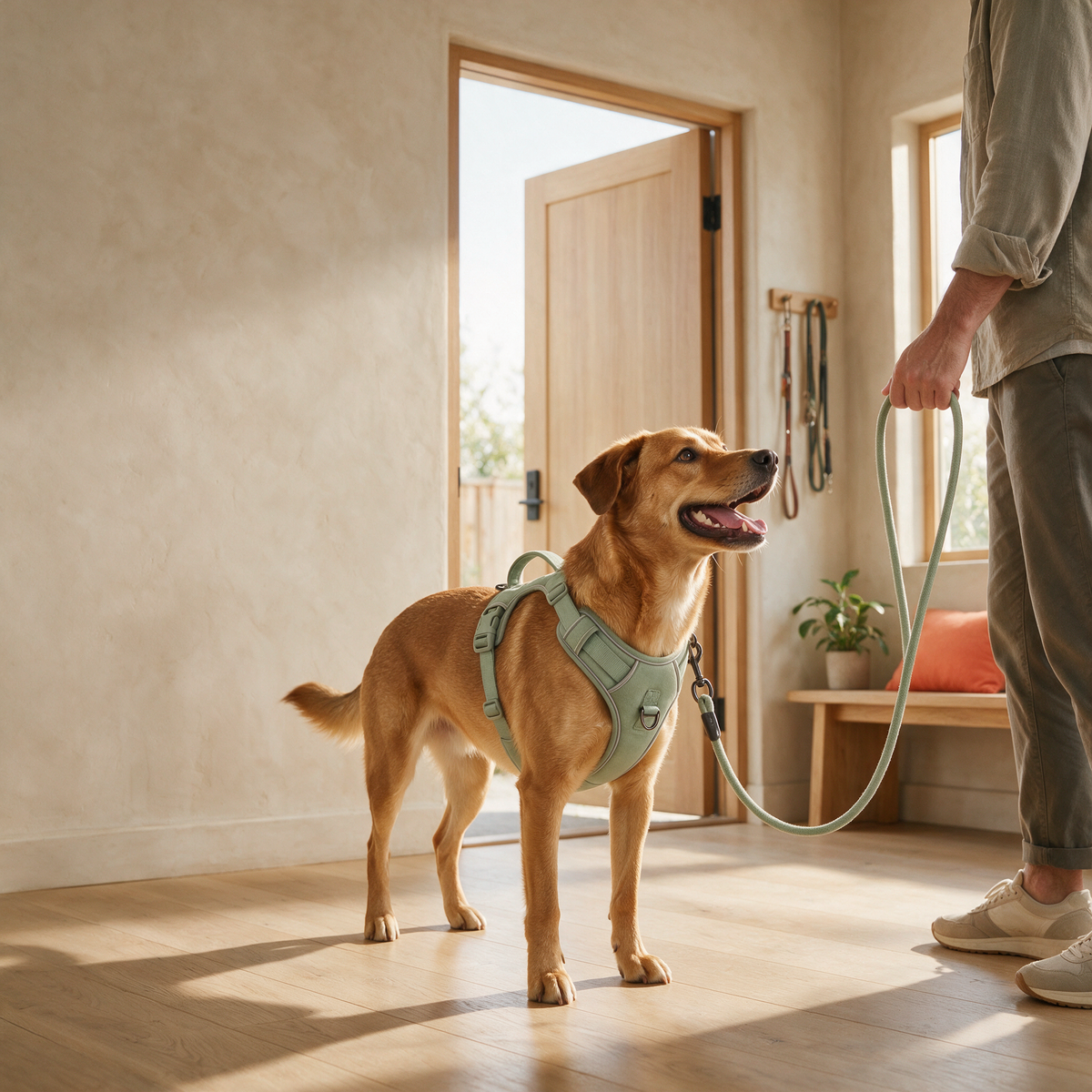 Dog wearing Dogs Enjoy walking gear
