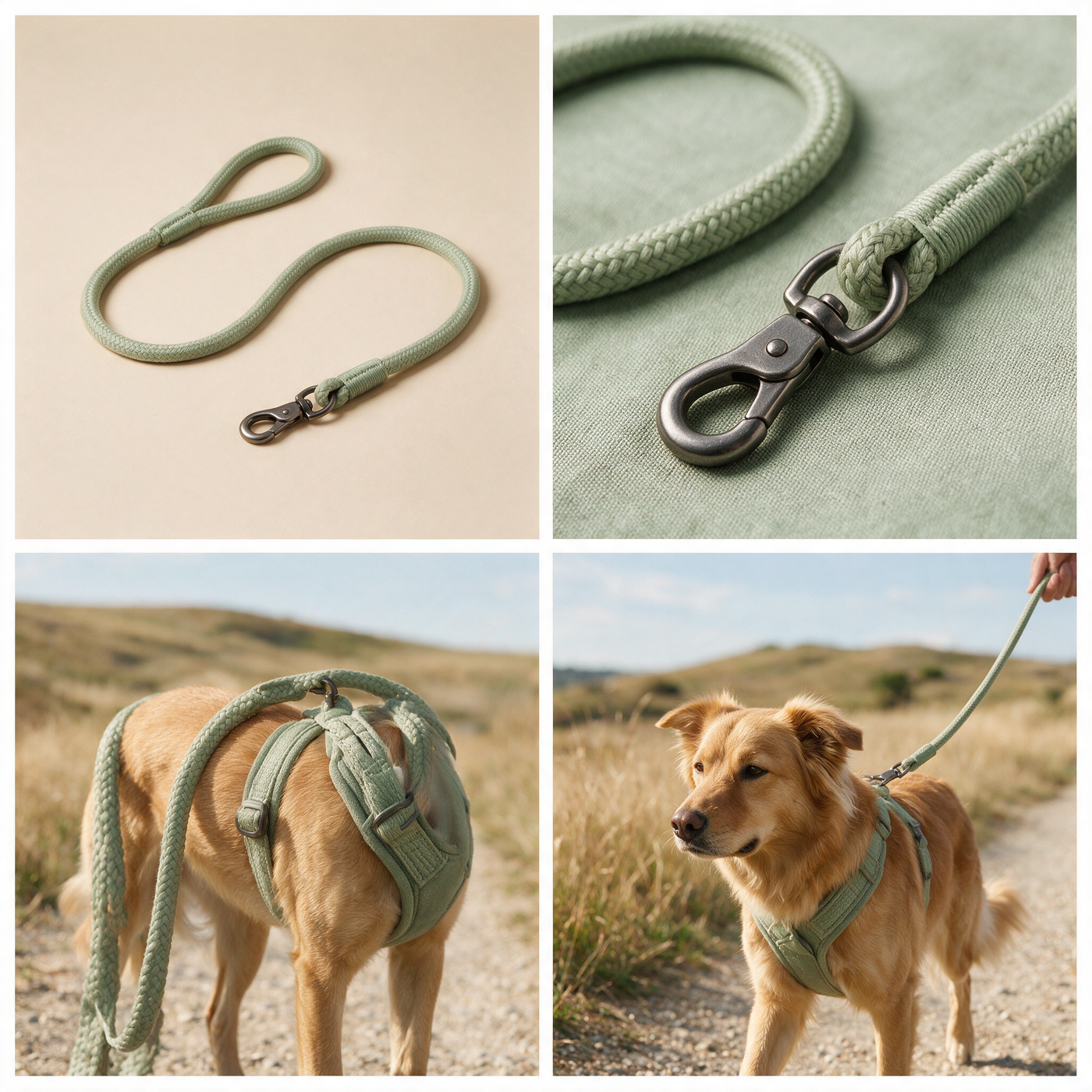 Everyday Rope-Style Dog Leash clasp and wrapped end detail